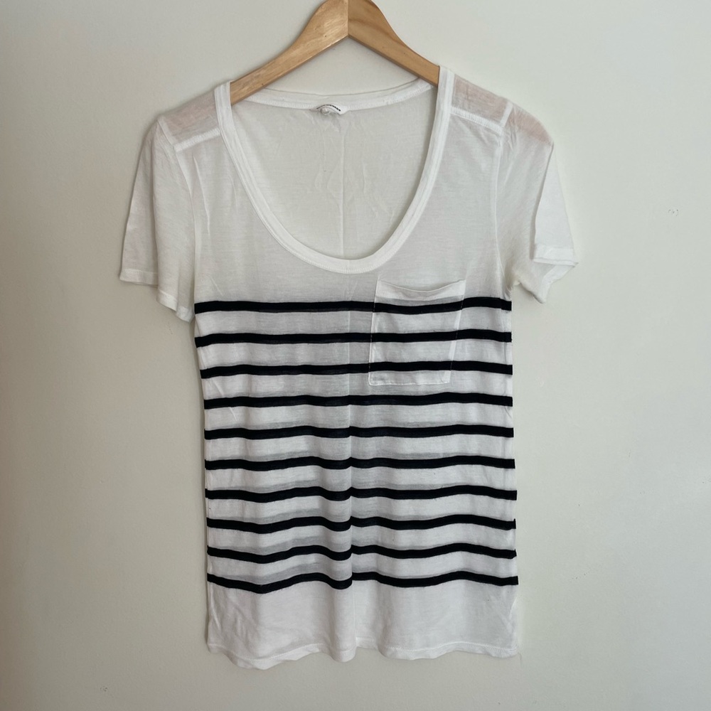 Club Monaco Striped Scoop Neck Tee